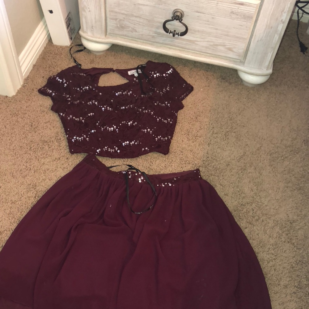 Homecoming maroon two piece dress(sold)